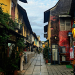 Colonial street in Fort Kochi with heritage buildings and shops